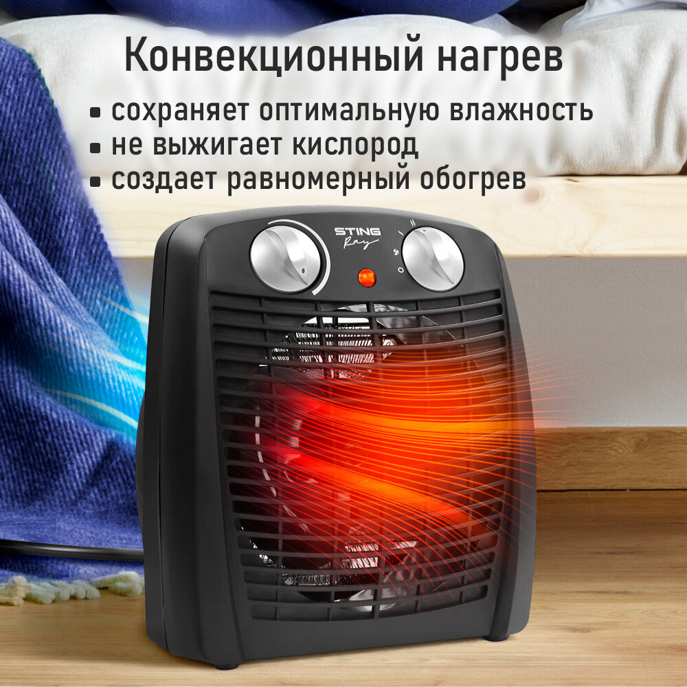 Обогреватель тепловая пушка тепловентилятор STINGRAY ST-FH1046A черный жемчуг — фото 1