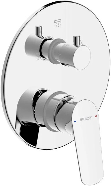 Встраиваемый смеситель для душа и ванны Bravat Rhein PB8429564CP-3-ENG С внутренней частью латунный рычажный настенный хром глянцевый с керамическим картриджем