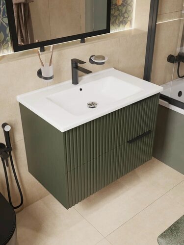 Изображение товара Раковина для ванной STWORKI Хаммель 9075-KL 75,3 см, прямоугольная, фаянсовая, раковина накладная, белая