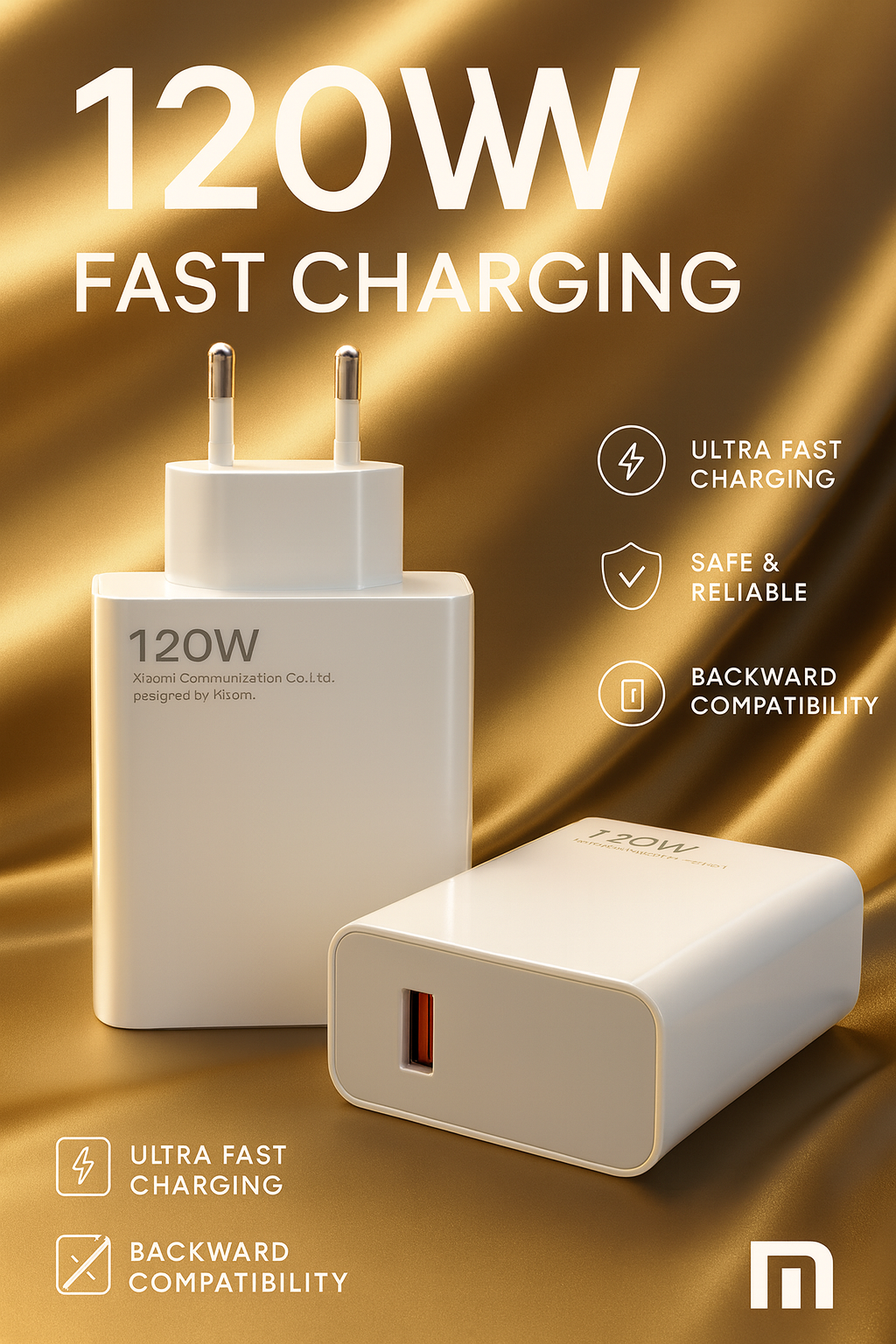 Зарядное устройство Tezkor 120W для смартфонов Redmi, Poco, Honor, Samsung, Realme, Vivo