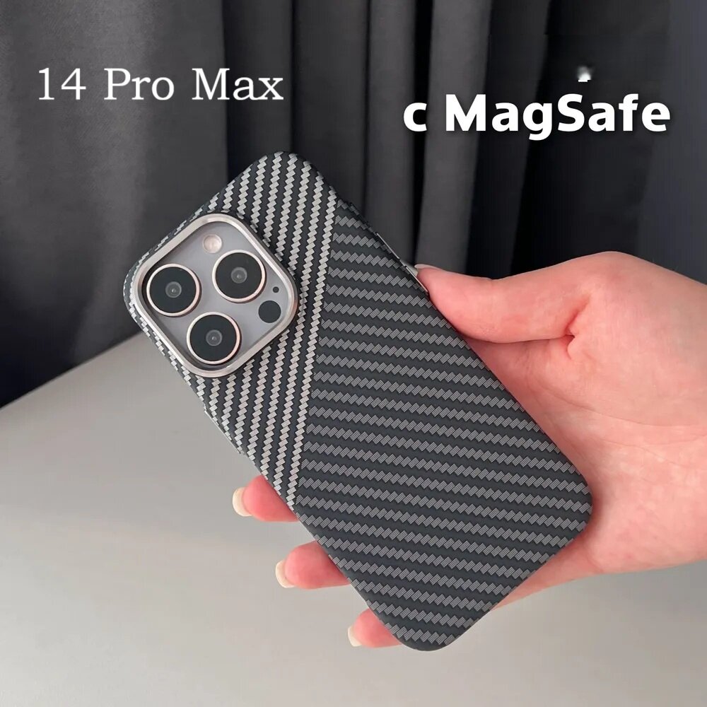 Чехол Savdo , карбоновый, для iPhone 14 pro Max золотистый
