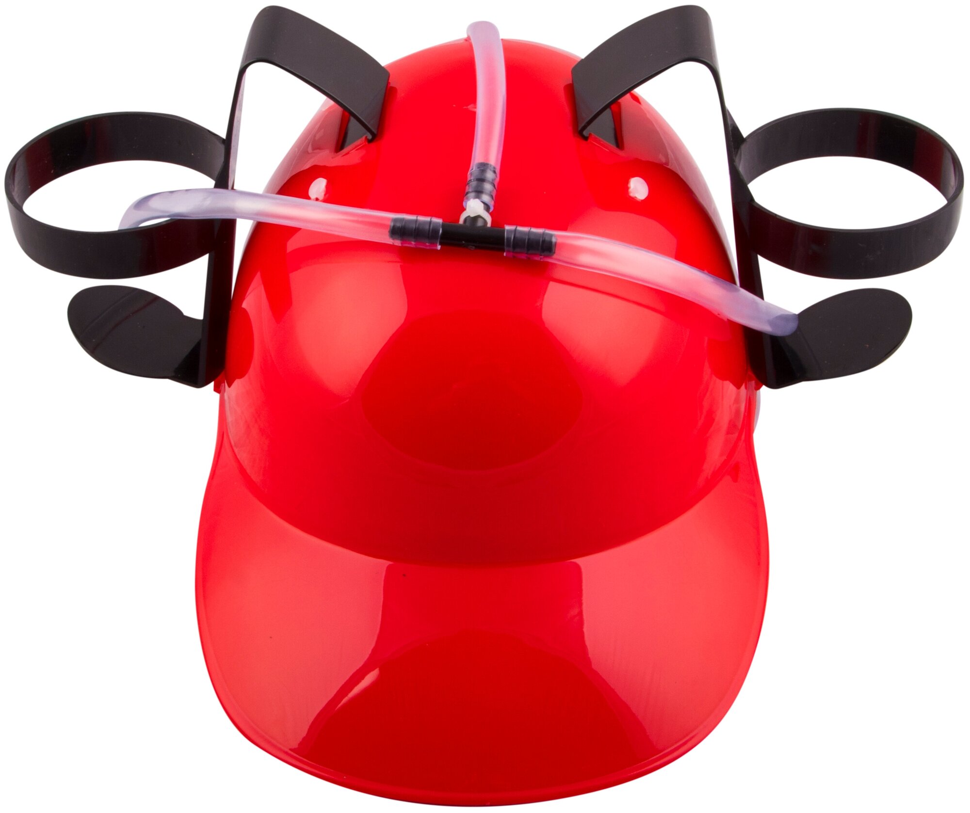 Каска пивная для банок. Красная. для напитков на вечеринку с трубочками подарок мужчине с приколом