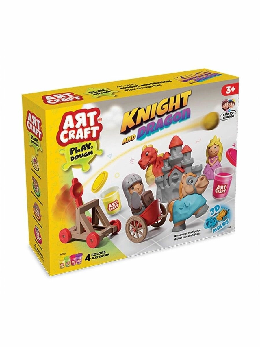 Набор для лепки Рыцари и драконы, тесто 4х56г — фото 1