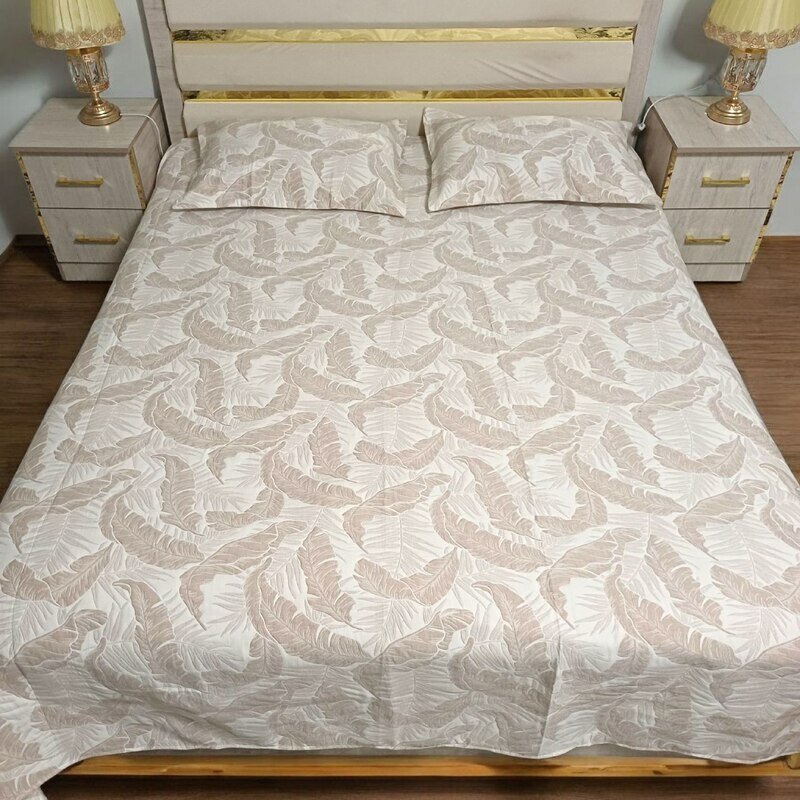 Покрывало LINENS, хлопок, 2 спальный размер, бежевое, 240х250 см