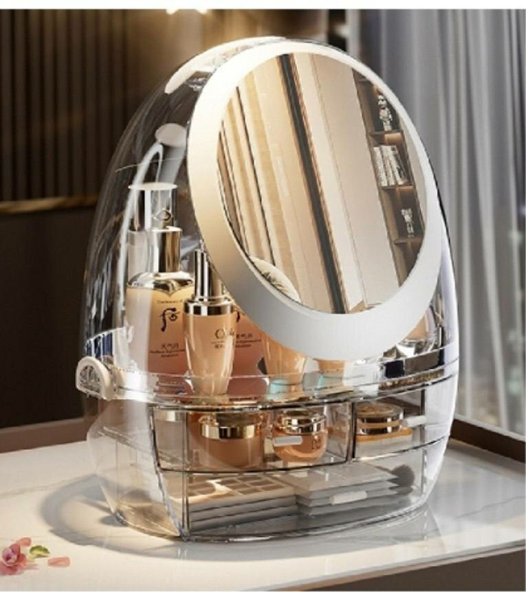 Органайзер для косметики и парфюмерии Clear Box, с двумя выдвижными ящиками и прозрачным корпусом