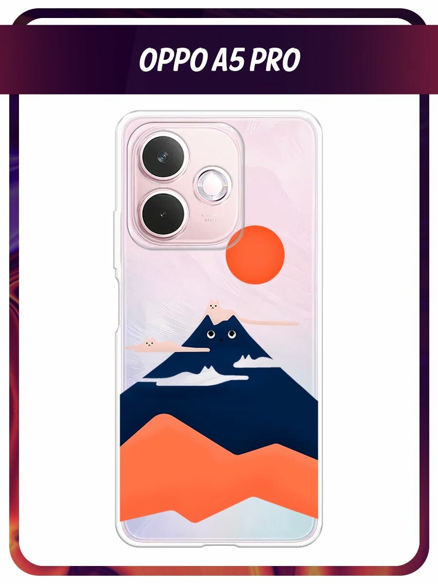 Чехол на Oppo A5 Pro / Оппо А5 Про с принтом "Кот-гора", прозрачный