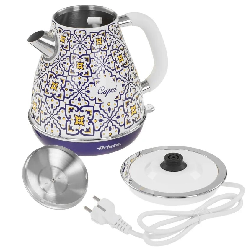 Чайник Ariete 2869/0С Capri, электрический, 1.7L, 2200 Вт, нержавеющая сталь — фото 1