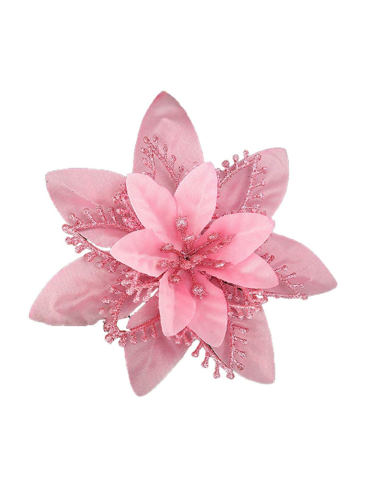 13 см Рождественский Блестящий Цветок Пуансеттия Декоративные Цветы Рождественской Елки для Украшения Венков Свадебная Вечеринка Весенний Фестиваль Новогодний Декор