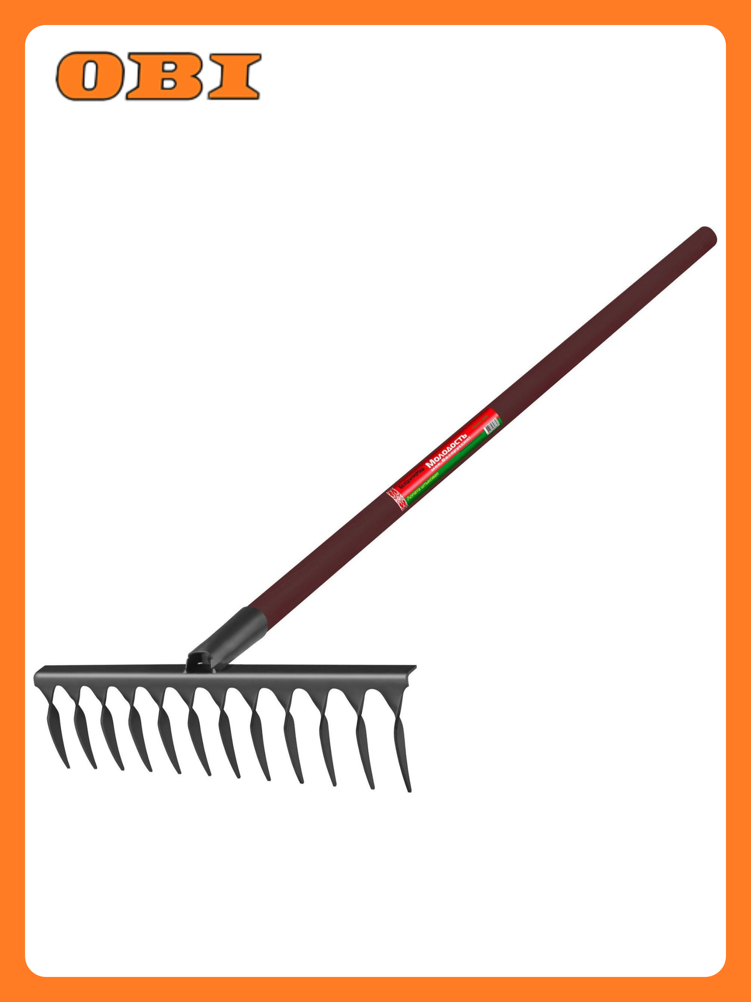 Грабли садовые Белцентромаш 1004-12Ч 12 зубцов с черенком металл/дерево 37 см красные