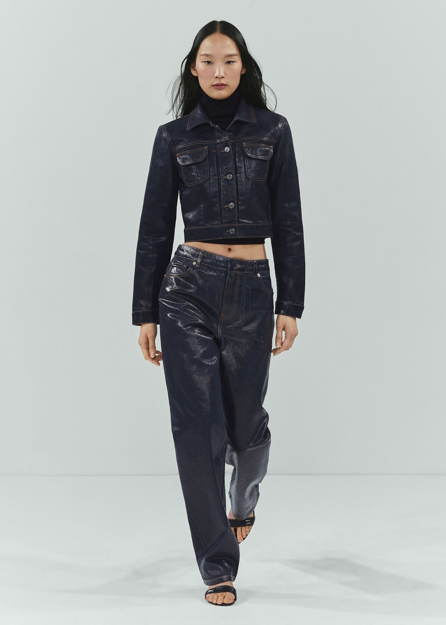 Куртка джинсовая MANGO, размер 22, темно-синий — фото 1