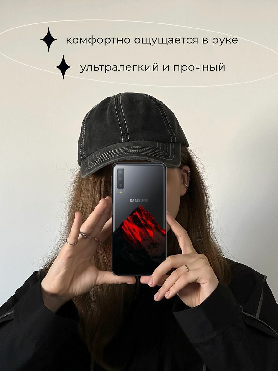 Чехол на Samsung Galaxy A7 2018 / Самсунг Галакси А7 2018 с принтом Красная гора 2, прозрачный — фото 1