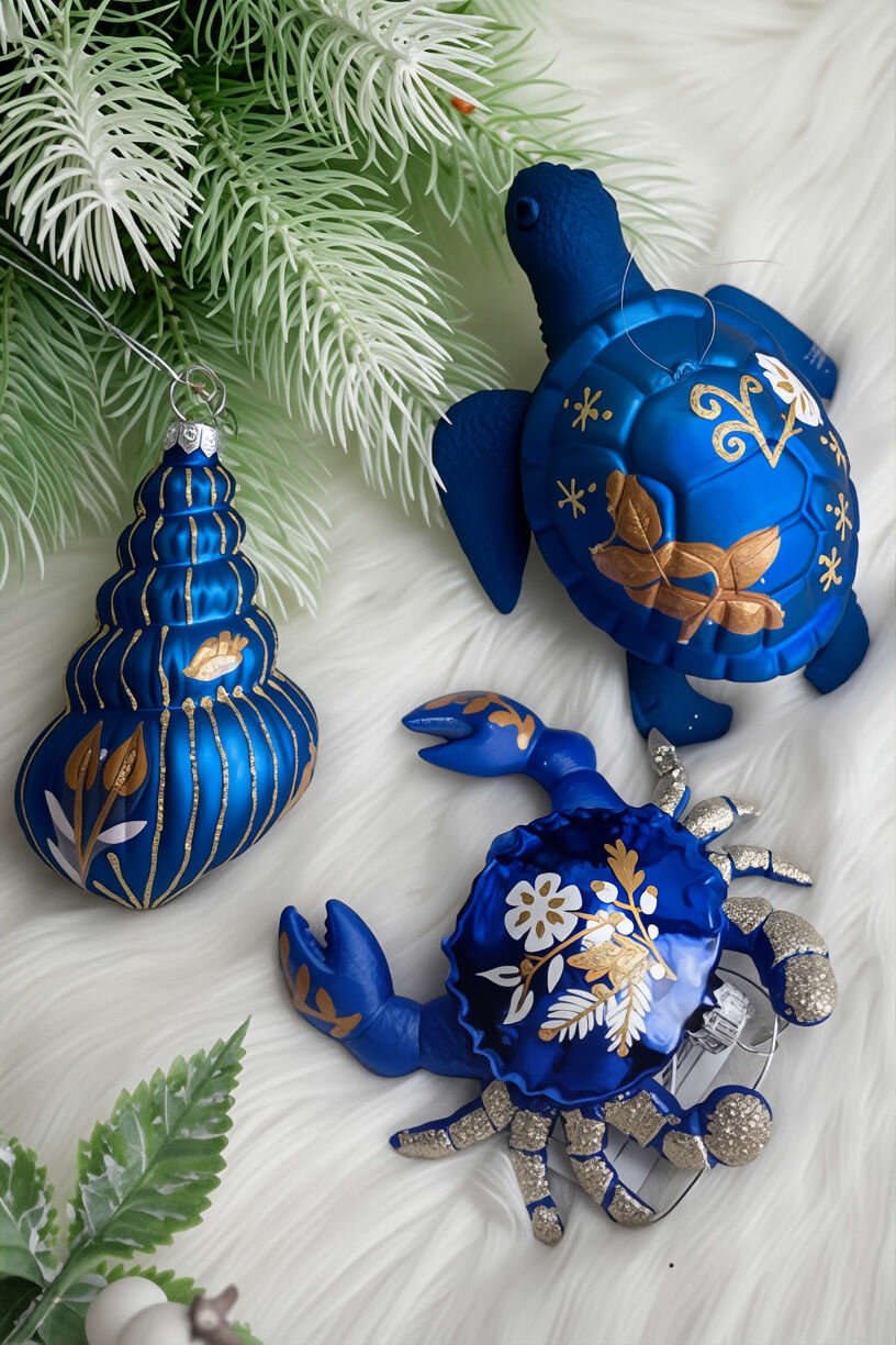 Набор ёлочных игрушек красоты морей, стекло, 10/12/14 см, 3 шт, Winter Deco 4060246/47/48-набор