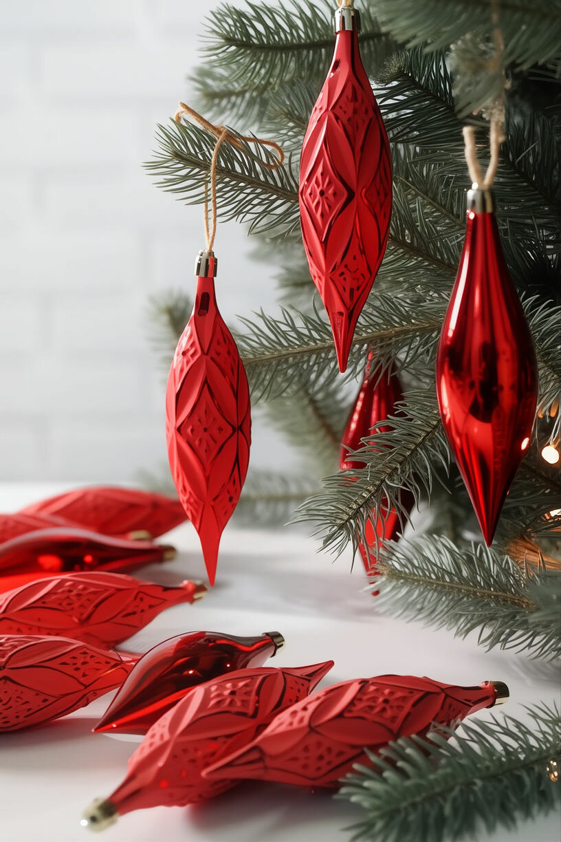 Набор ёлочных украшений сосульки вивьен, пластик, красный, 14-15 см, 12 шт, Winter Deco 2021123