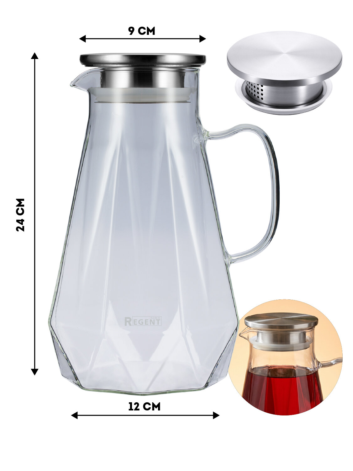 Кувшин для воды Regent Inox, графин с фильтром 2 л Linea FRANCO — фото 1