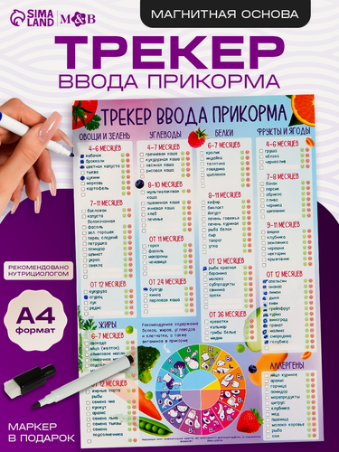 Изображение товара Магнитный трекер ввода прикорма Mum&Baby по месяцам для малышей, маркер
