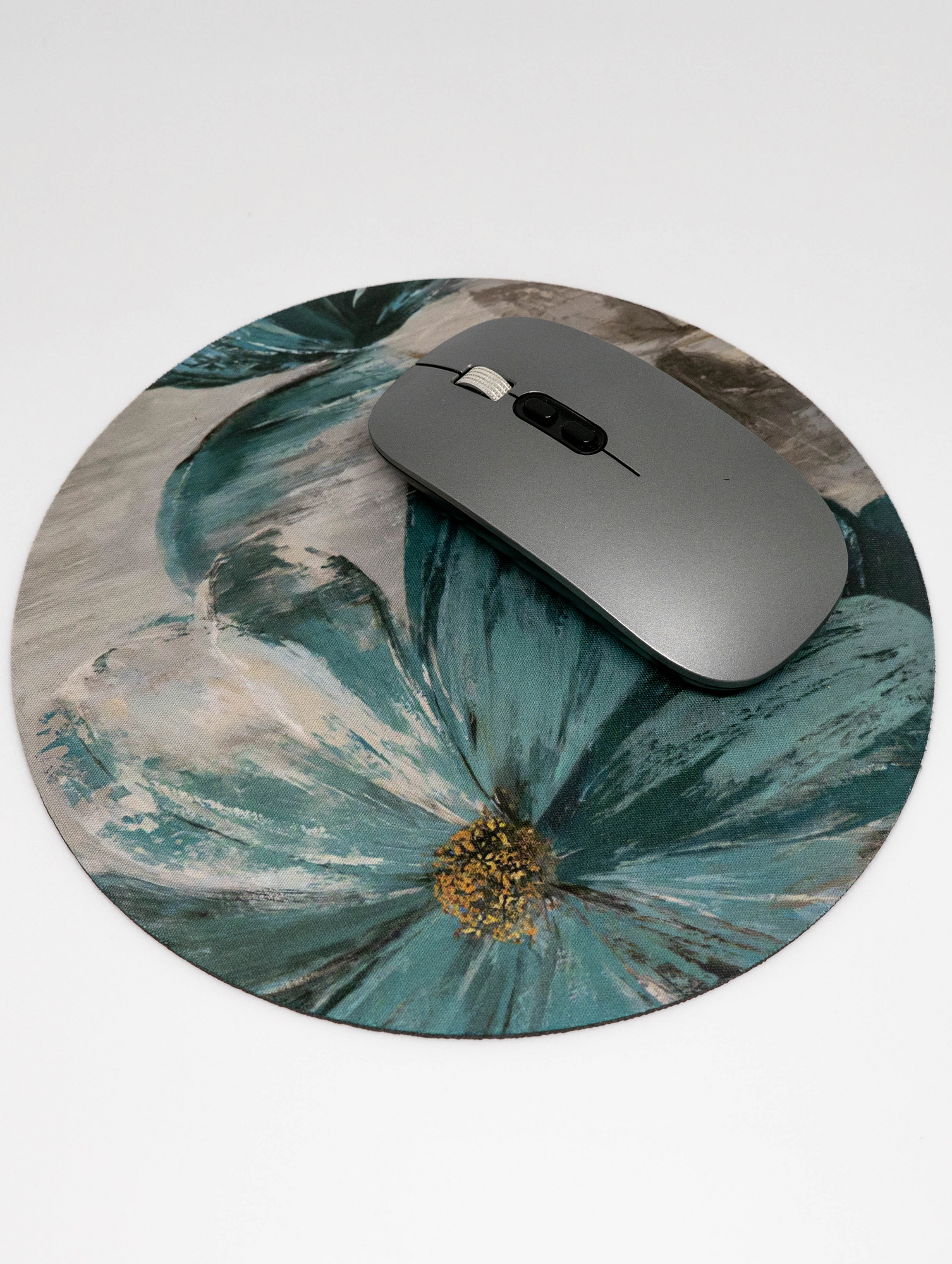 Коврик для компьютерной мыши круглый, 20 см, бирюзовый — фото 1