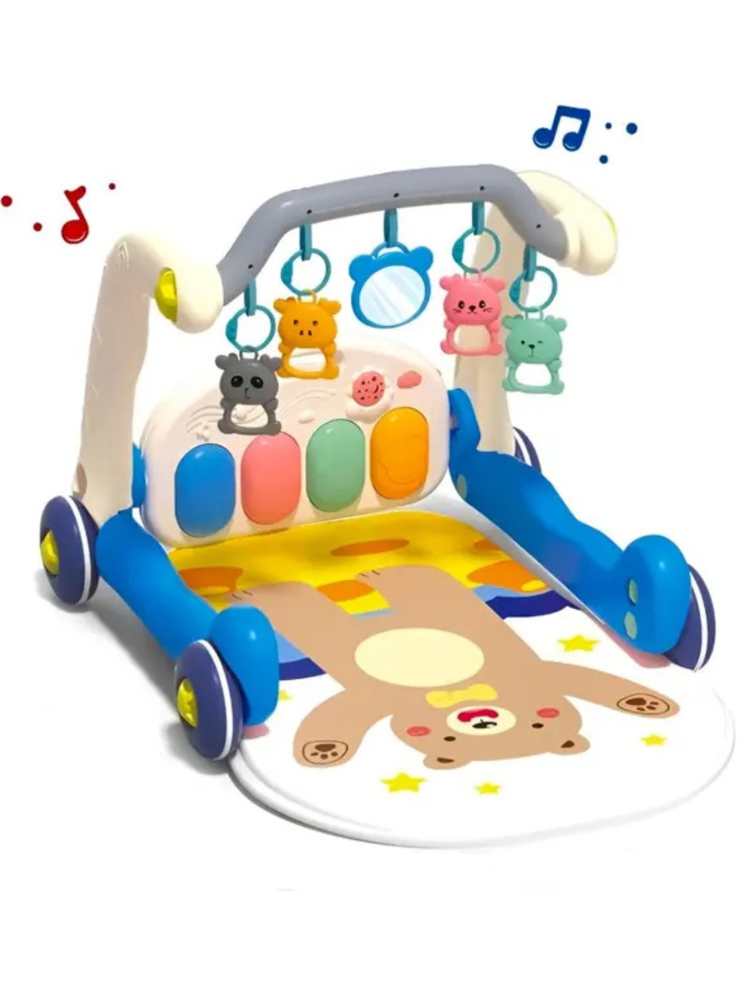 Развивающий коврик с пианино, Развивающий игровой коврик и ходунки для младенцев 2 в 1
