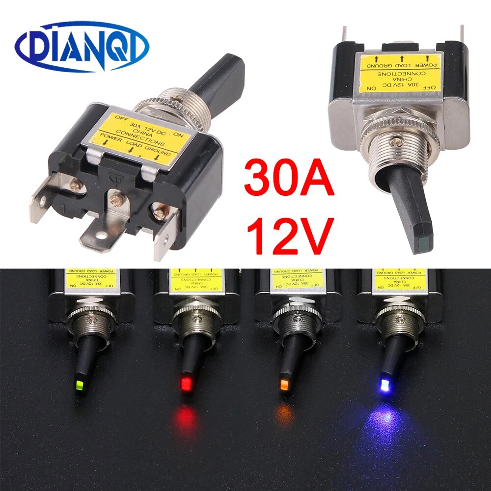 Автоматический тумблер DIANQI 30A 12V, LED Red