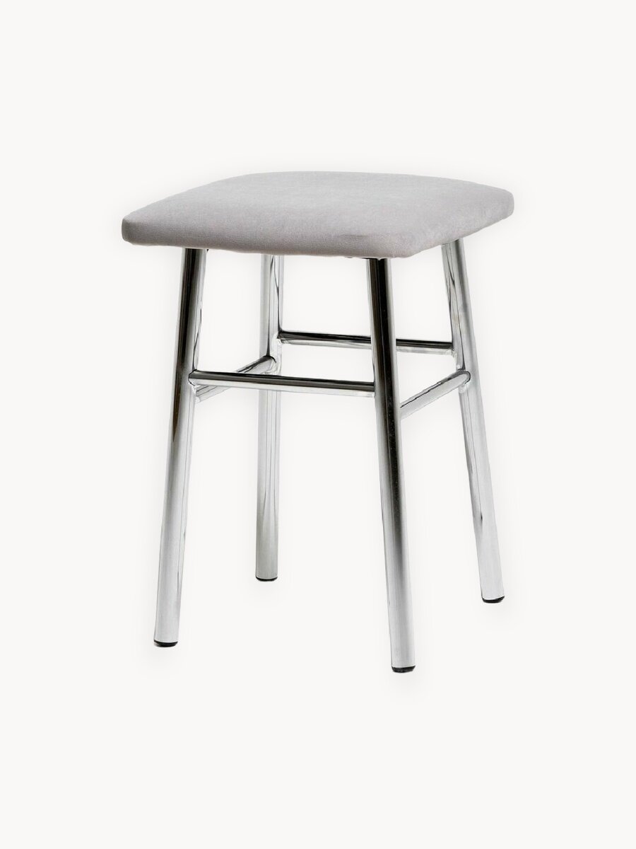 RooMi Табурет для кухни комплект 2 шт, мягкий квадратный, велюр на металлокаркасе, серый