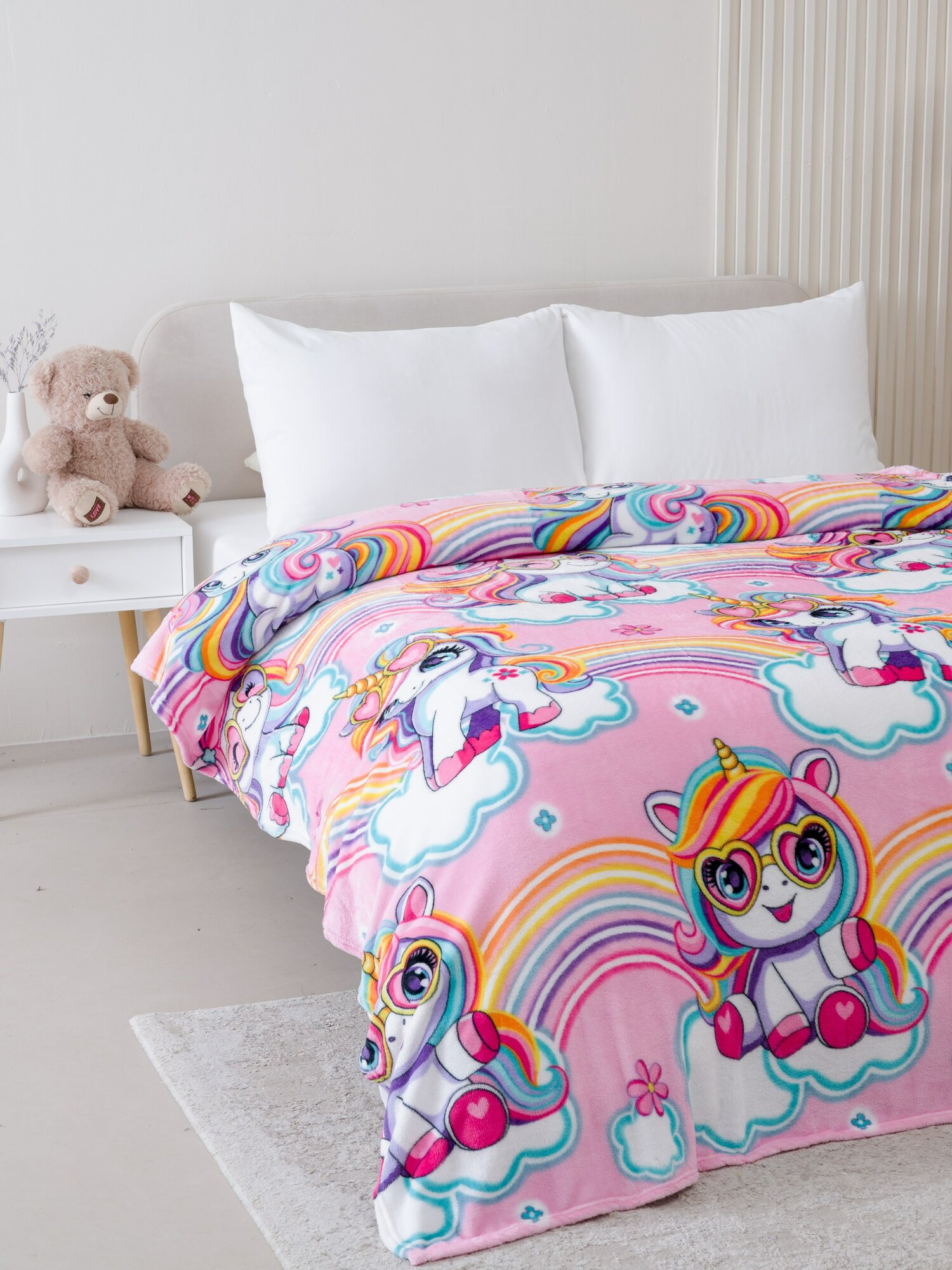 Картинки Плед 150х200 Павлинка Пони единороги (розовый), 1.5 - спальный, детский