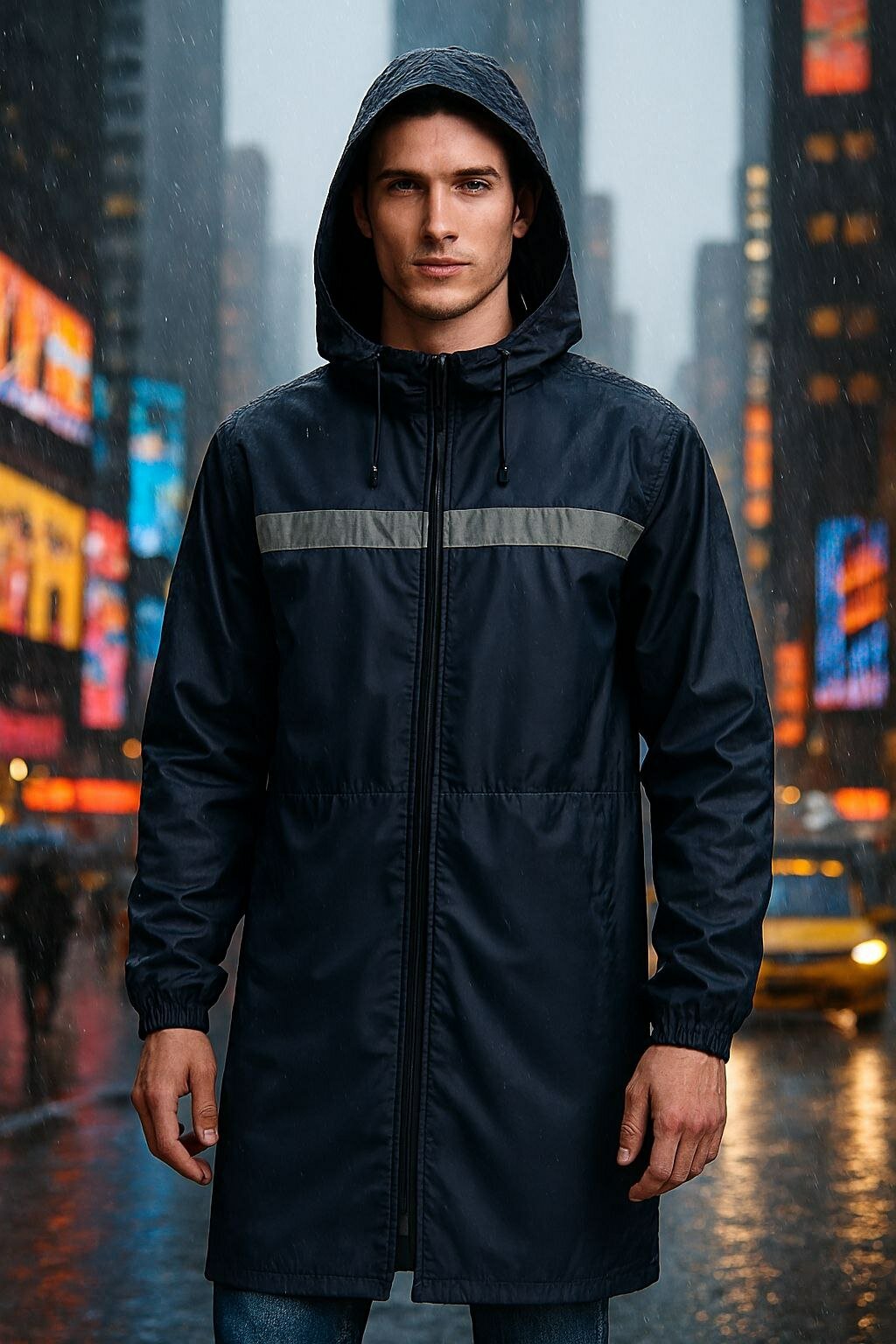 Плащ-дождевик Дождевик плащ, размер oversize, темно синий — фото 1