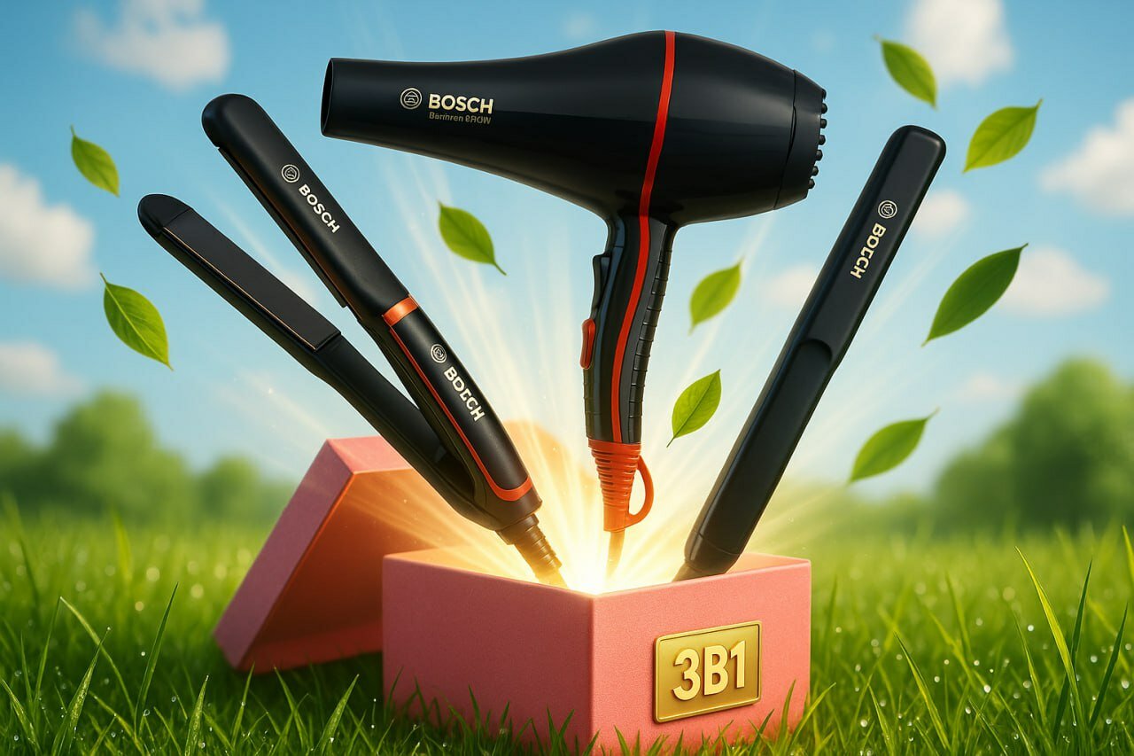 BOSCH фен+плойка+гофре 3в1 комплект для сушки волос, всё для идеальной укладки!