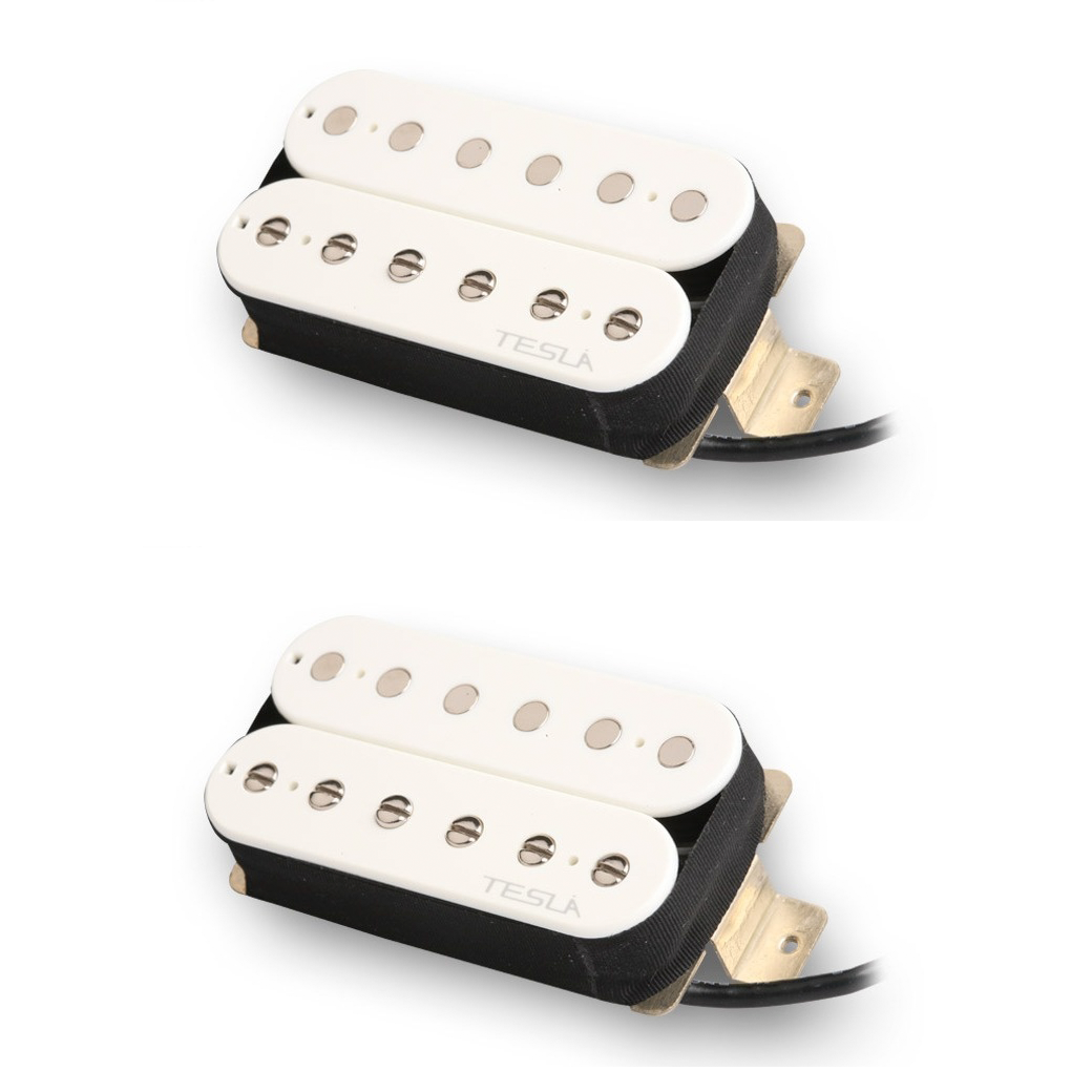 Комплект звукоснимателей H-H для электрогитары Tesla PLASMA-X1/WH, хамбакер, белый