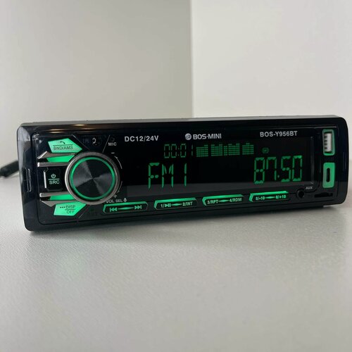 Изображение товара Автомагнитола BOS-MINI BOS-Y956BT 1Din, Bluetooth, USB, AUX, 12-24V