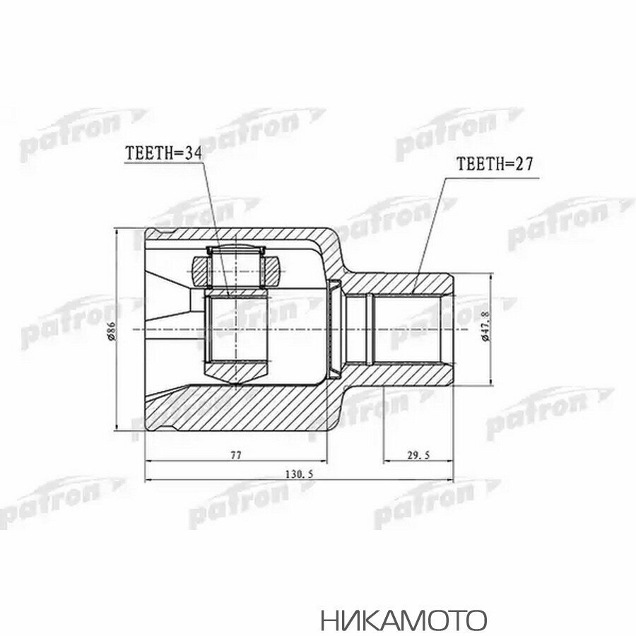 PATRON PCV3022 Шрус внутренний 27x47.8x34