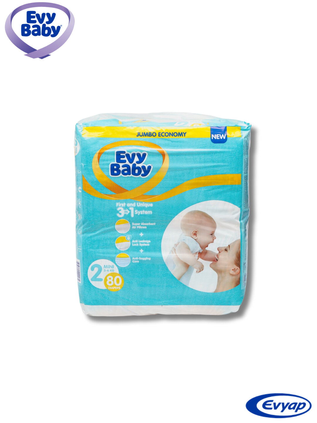 Детские подгузники EVY BABY BDPR MINI JUMBO 80*4 EXP21 №2 — фото 1