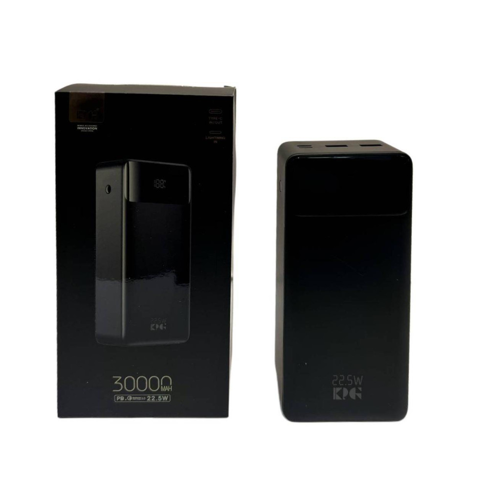 Внешний аккумулятор Power Bank KP KPG-308, литий-полимерный, 30000 мАч, 22.5 Вт
