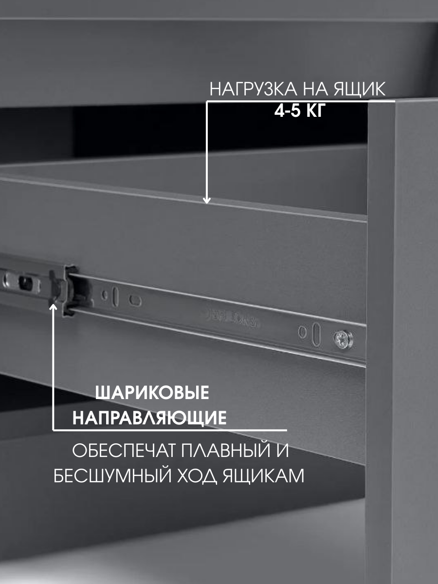 Комод для одежды Челси, 120х76x45 см, 2 двери, 3 ящика, Графит/графит — фото 1
