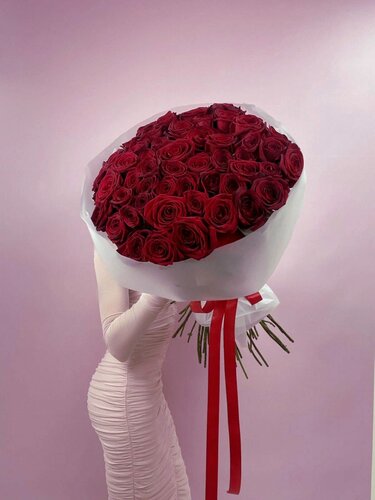 Изображение товара Букет Признание в Любви из 51 штука Красная Роза сорта ред наоми