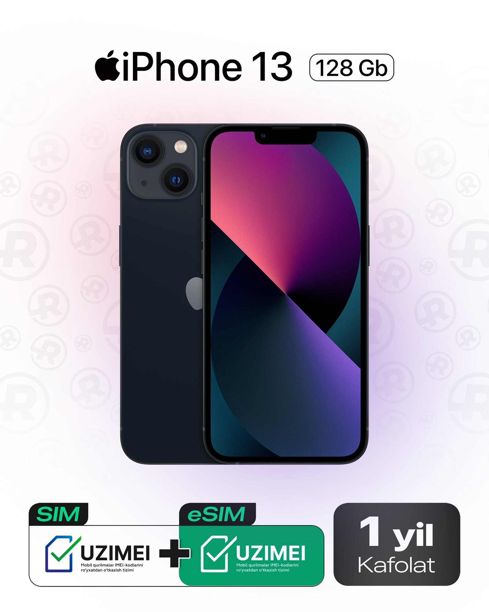 Смартфон Apple iPhone 13, 128 ГБ, Midnight iOS15, тёмная ночь