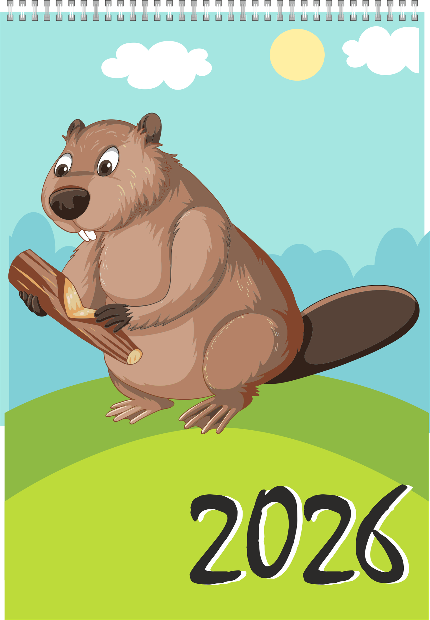 Календарь киноtrend "Бобёр", перекидной, бумага, A3, спиральное крепление, 2026 г.