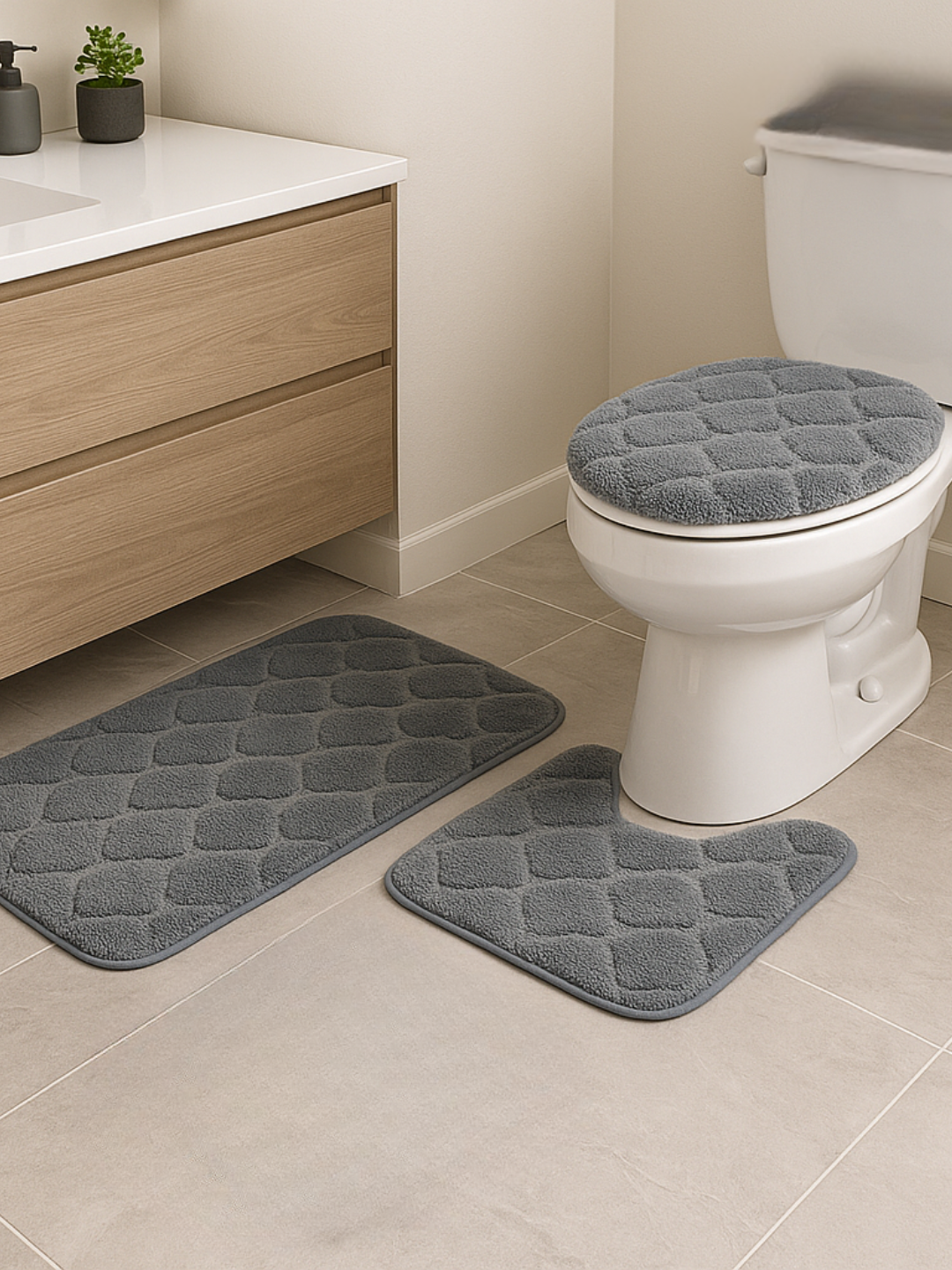 Премиум комплект из трёх ковриков для ванной и туалета 80x50