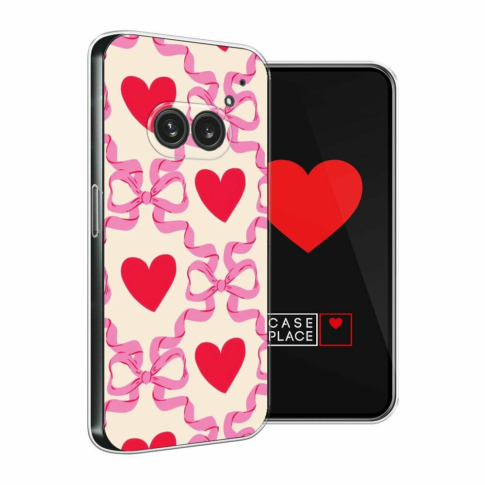 Чехол на Nothing Phone 2a/2a Plus / Нотинг Фон 2а/2a Плюс с принтом "Hearts and ribbons 1 - 14 февраля" — фото 1
