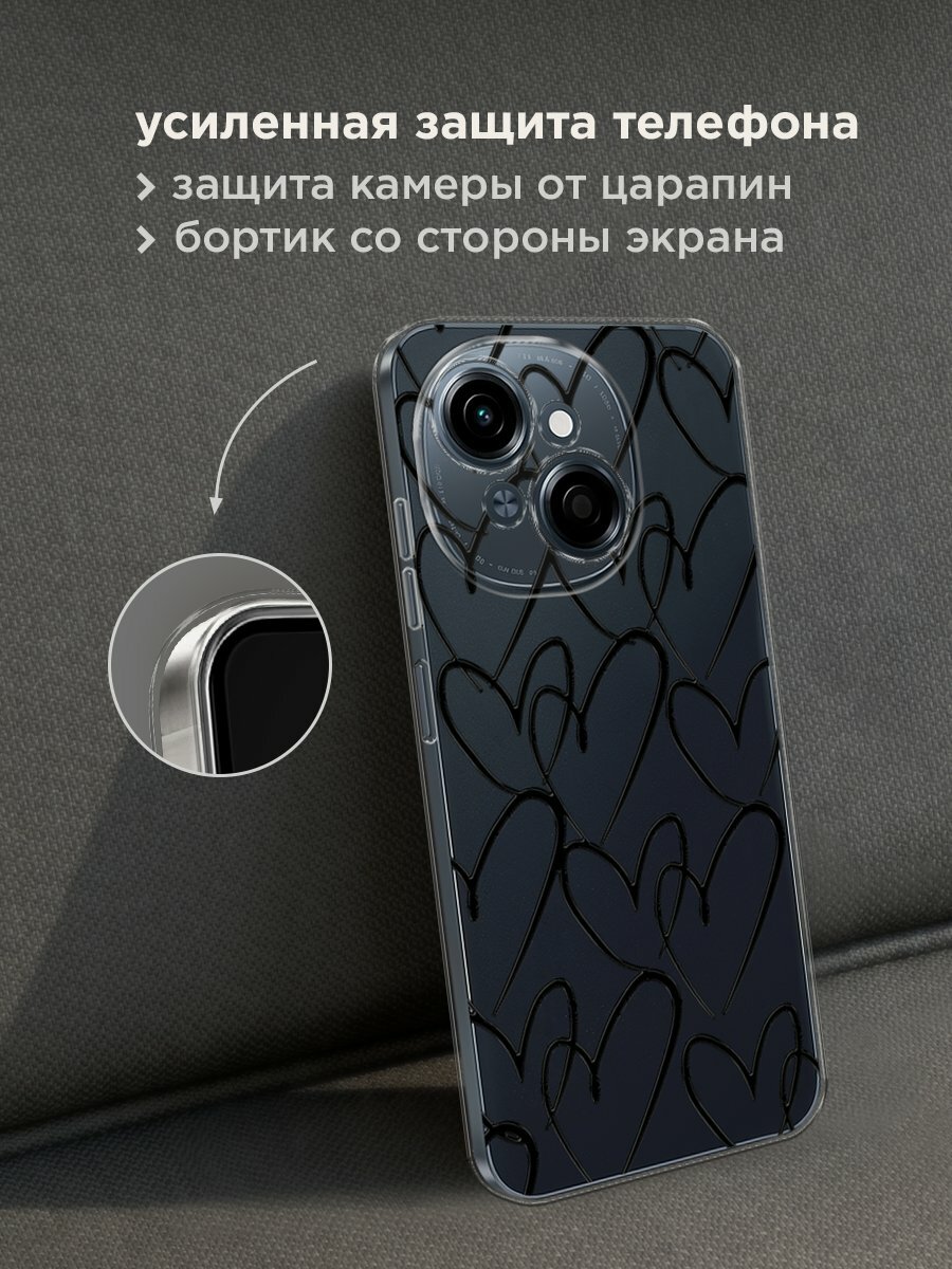 Чехол на Tecno Spark Go 1/Pop 9 / Текно Спарк Go 1/Поп 9 с принтом "Hearts doodle black 1" — фото 1