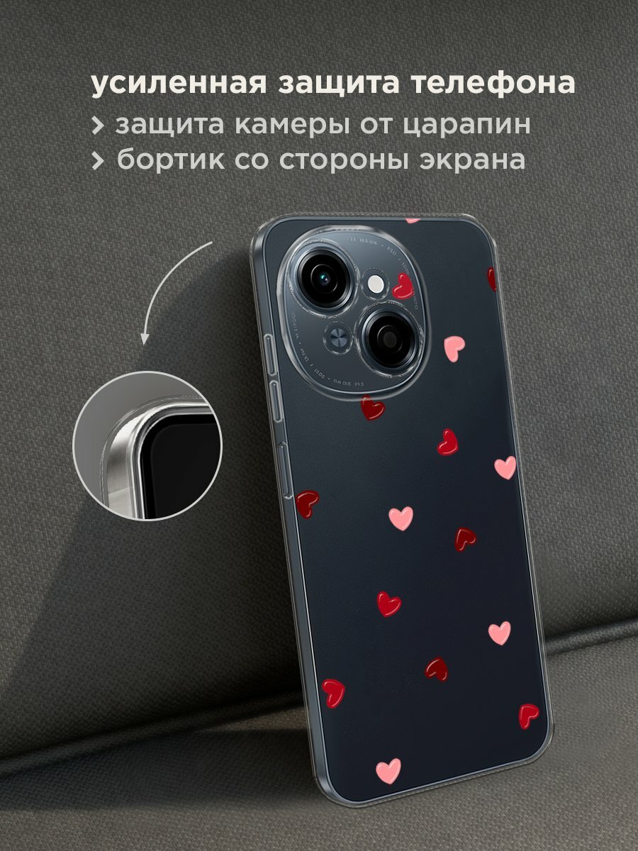 Чехол на Tecno Spark Go 1/Pop 9 / Текно Спарк Go 1/Поп 9 с принтом "Бордовые сердечки 2" — фото 1