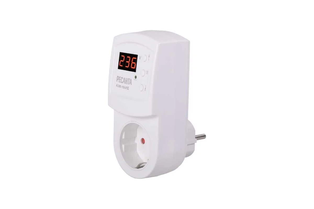 Ресанта Блок защиты по напряжению 16A РД регулируемый с дисплеем, в розетку, 61/22/32