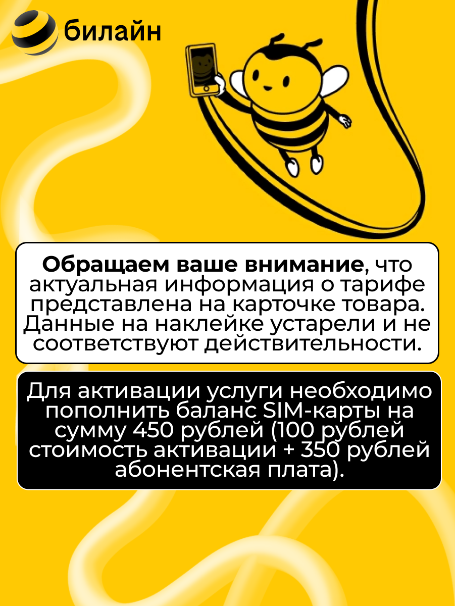 Сим карта с безлимитным интернетом Билайн 1024 Гб и 500 минут — фото 1