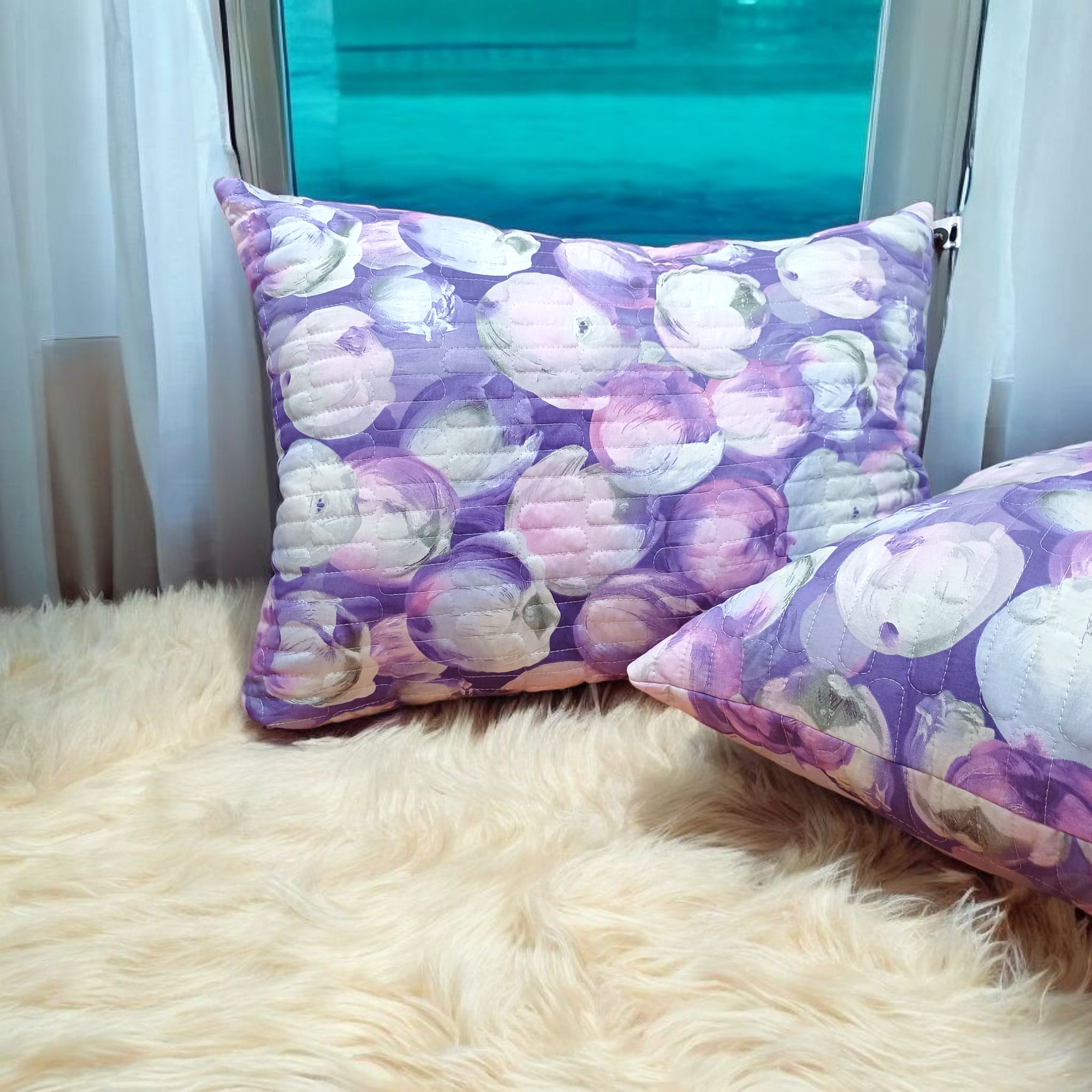 Комплект подушек LINENS, сатин, для сна, фиолетовые, 50х70 см