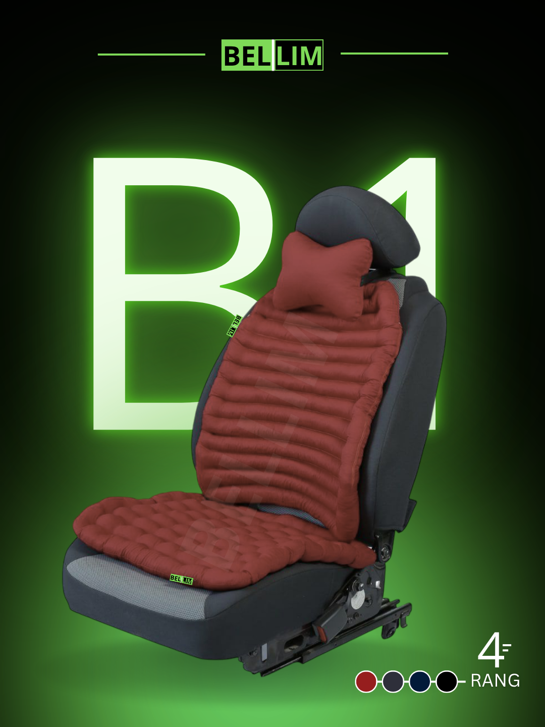 Ортопедические накидки для автомобилей, BELLIM, 3 в 1, B-1, Бордовый, “Отличный выбор в подарок”