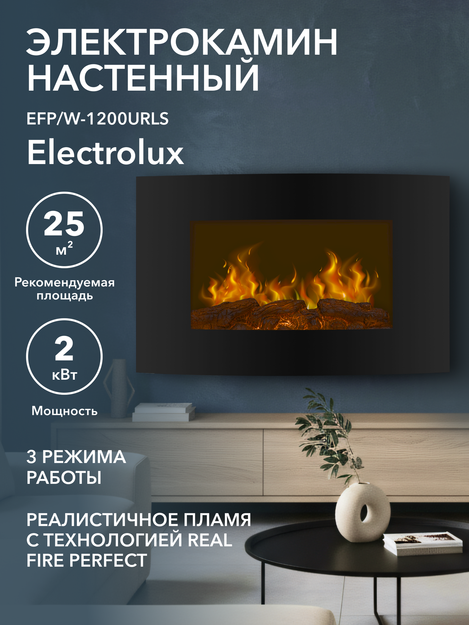 Электрокамин Electrolux EFP/W-1200URLS