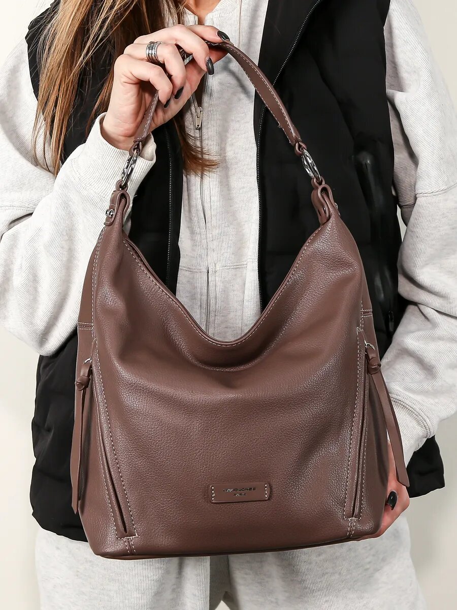 Сумка хобо DAVID JONES, темно-коричневый — фото 1