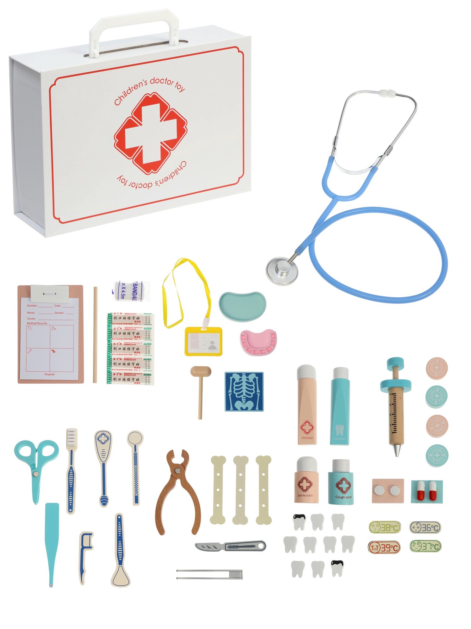 Деревянный набор доктора-стоматолога игровой комплект для ролевых игр