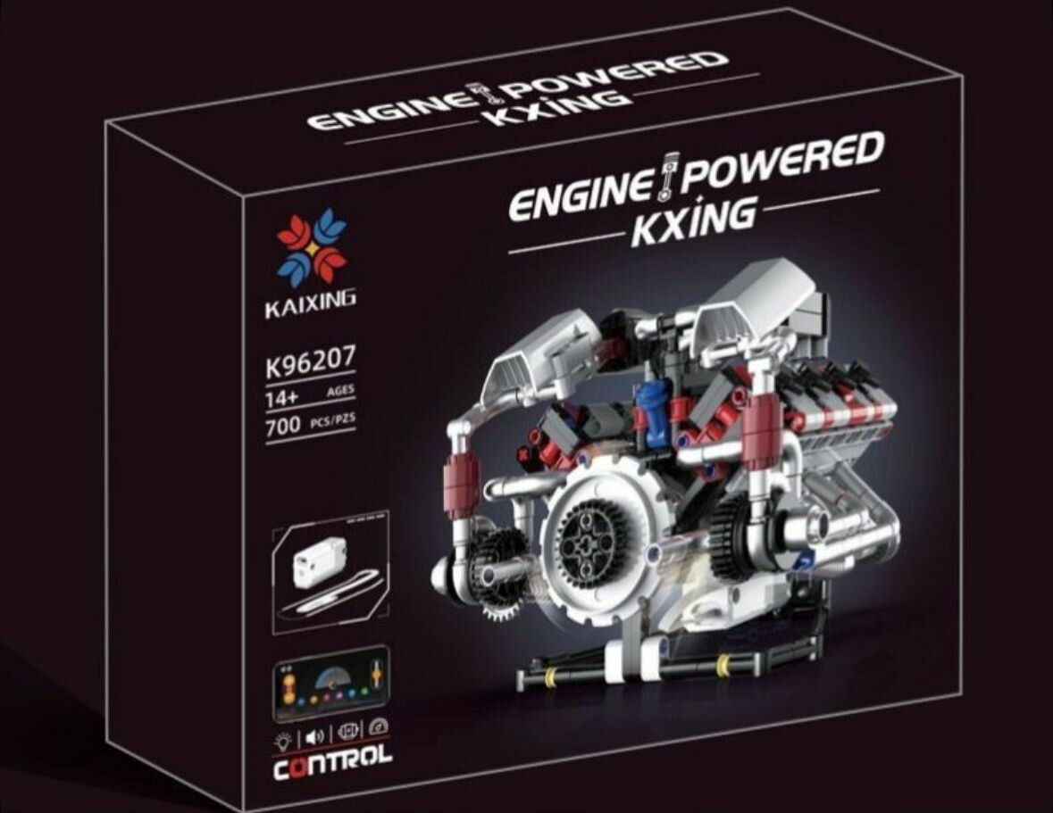 Конструктор K96207 модель внутреннего сгорания V8, 700 деталей