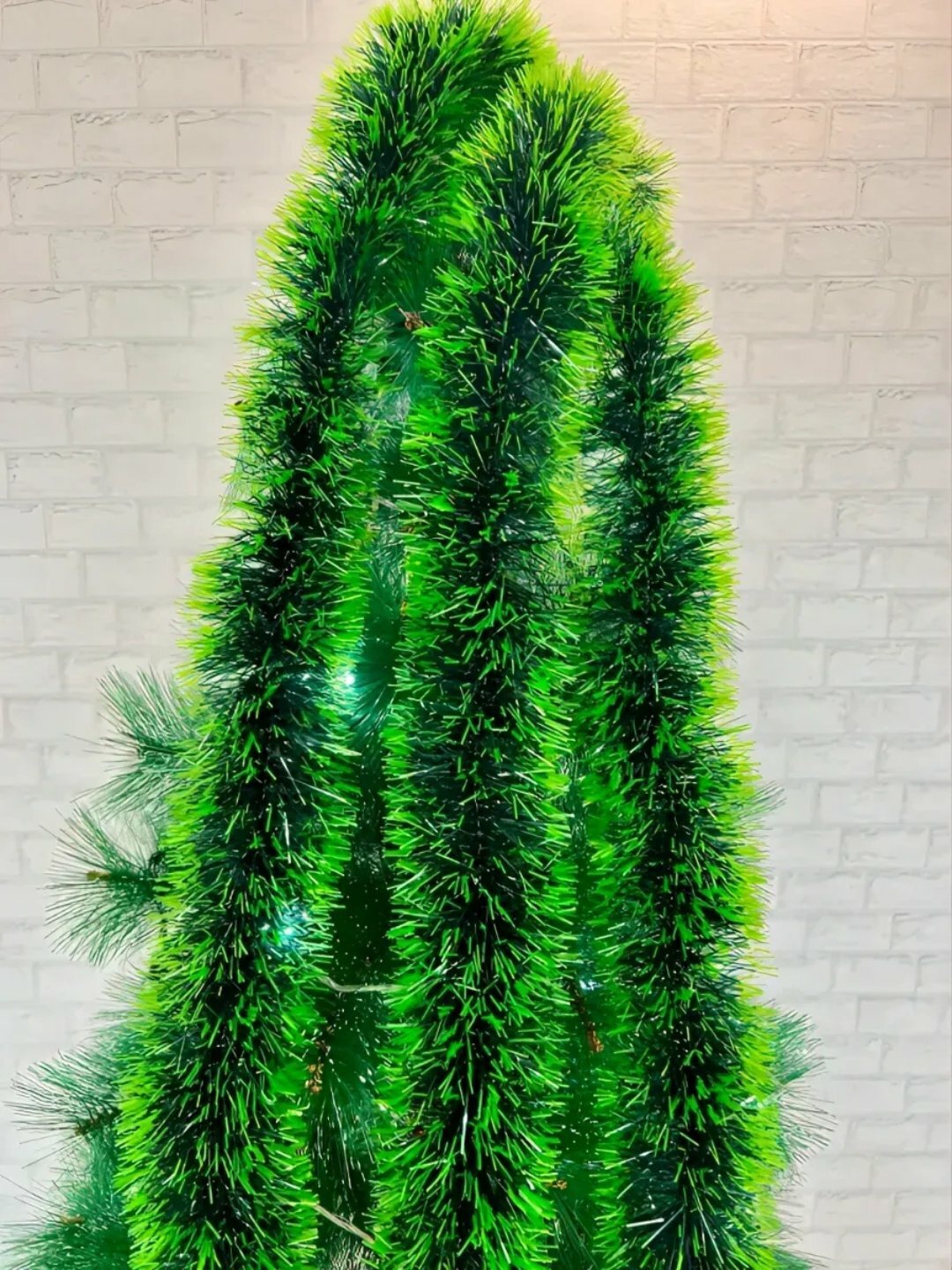 Мишура новогодняя, фактурная, 150м, 2 шт, зеленый, белая, красная, леска