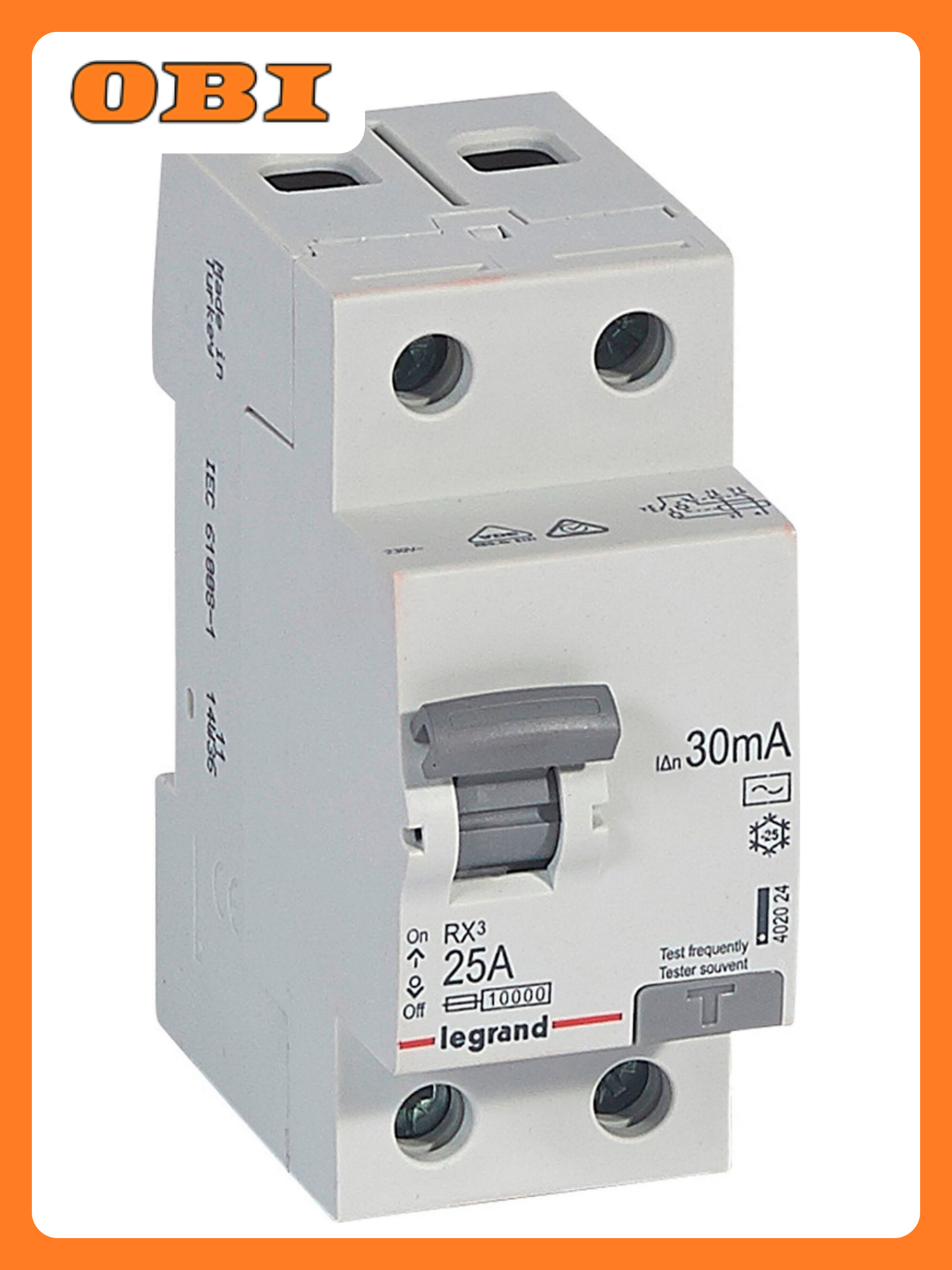 Дифференциальный выключатель Legrand RX3 УЗО 2P 25 А 30 мА 10кА