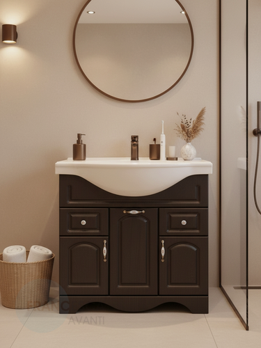 Изображение товара Тумба с раковиной для ванной Империя 90-2 венге (2ящ+3дв, ум. Classic 90)